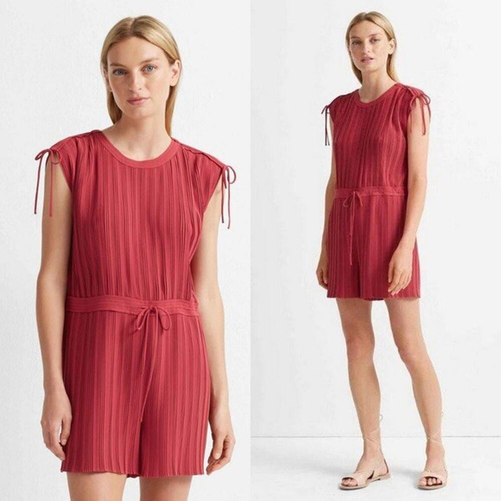 NEW Club Monaco Rose Pink Viga Pleated Tie Waist Romper Size 12